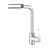 Küchenarmatur, Wasserhahn-Sprühkopf, Edelstahl für 360° drehbares Warm- und Kaltwasser-Spülbecken-Mischbatterie für Badezimmer, Küche, Bar, Zuhause, Outdoor (Silber, ohne Schlauch)