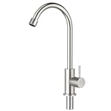 CREA Kaltwasserhahn Küche, Wasserhahn Kaltwasser, Armatur Kaltwasser für Küche oder Garten, 360 Grad Drehbar Kaltwasser Küchenarmatur, E