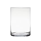 Dekoglas, Glasvase Zylinder H. 25cm D. 18cm transparent rund Glas Hakbij