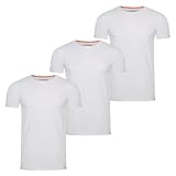 riverso Tshirt Herren Regular Fit RIVLenny 3er Pack Set Rundhals Kurzarm Sommer Tee Shirt leichte Baumwolle Flammgarn Einfarbig Weiß M, Größe:M, Farbe:W