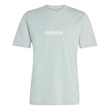adidas Men's Essentials LINEAR Single Jersey Tee, Wonder Sage/White, XS