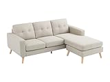 Vente-unique-Ecksofa - Ecke wechselbar - Stoff - Beige - B