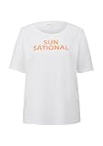 T-Shirt mit Frontprint und Flammgarn-Struktur weiß 36