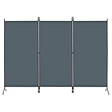 WOLTU Paravent Raumteiler freistehend 3-teilig 255x182 cm, Trennwand klappbar, Stellwand Sichtschutzwand innen Outdoor, Sichtschutz Balkon Terrasse, Dunkelg