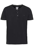 camel active Herren Kurzarm Henley T-Shirt mit Knopfleiste Schwarz, Menswear-XXL