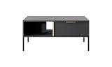 KEF-MEBLE Lucas Couchtisch - 96,9x44,4x60 cm – Regalfach – Zwei Schubladen – Goldene Griffe – Möbel für das Wohnzimmer – Laminierte Platte – Dek