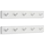 LARHN Garderobenhaken Weiß (2 Stück) - Garderobenleiste Weiß mit 5 Haken - 43 cm - Kleiderhaken Wand - Wandgarderobe für Flure, Garderoben, Schlafzimmer und B