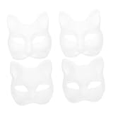 COHEALI 4 Stück Maske Halloween mask Hallowen Masks karnevalskleidung Fox mask maska NA Halloween bastelutensilien karnevalskostüme fasnachtskostüme lackierbar Partygeschenke Papier Weiß