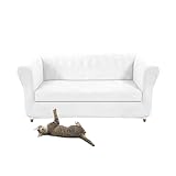 Chesterfield-Sofabezug mit Sitzkissen für geschwungene Sofas, Vintage-Stil, 2-Sitzer, Weiß