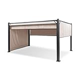 blumfeldt Pantheon Cortina Pavillon, Wasserdicht mit Faltdach, Stabiler Gartenzelt-Pavillon mit Seitenwänden, Metall-Pavillon Winterfest, Partyzelt mit UV-Schutz, Polyester, Pavillon 3x4m, Grau/S