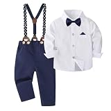 Bekleidungssets Jungen - Sommer Outfit 2-Teilig Weiche Baumwollmischung Kurzarm Top Hemd + Kurze Hose 2-TLG Langarm-Shirt Hosenträger Hosen Sportkleidung Tracksuit Activewear für Jungen 2-11 J