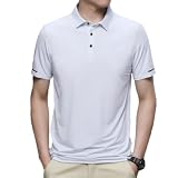 ZUOYIMEI Poloshirt Männer Golf Poloshirt Herren Poloshirt Kurzarm Herren Sommer Poloshirt Gestreift Herren Kurzarm Poloshirt Mode Herren F-White L
