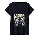 Damen Marokko Geschenk Flagge Morocco Marokkaner Berber Nafri T-Shirt mit V