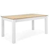 Homestyle4u 1936, Esstisch Ausziehbar Holz, Weiß Eiche Nb., Esszimmertisch 160 x 90