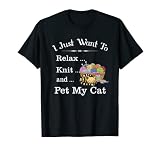 Lustiges Strickshirt 'I Just Want to Relax Knit Pet My Cat' T-S