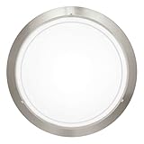 EGLO Deckenlampe Planet 1, 1 flammige Wandleuchte, Deckenleuchte aus Metall in Silber und Glas in Weiß lackiert, E27 Fassung
