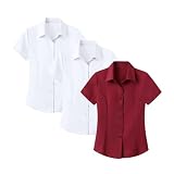 Damen Blusen Business Bügelfrei Hemdbluse Kurzarm Oberteil Slim Fit Sommer Blusenshirt Basic Shirt Frauen Unifarben Stretch Freizeithemden Businesshemd Anzug Hemd S