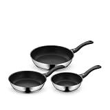 WMF Devil Pfannenset Induktion 3-teilig - Bratpfannen 20, 24, 28 cm - Edelstahl Cromargan Antihaft Pfannen Set, Beschichtet, Spülmaschinengeeignet, Backofenfest, Hitzebeständig