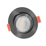 luxvenum LED Einbaustrahler 230V 7W - 1x dimmbare LED Deckenleuchte extra flach nur 25mm, 60° Abstrahlwinkel, 90 CRI Farbwiedergabe, Deckenspots für Flur, Wohnzimmer, Küche, Farbe Anthrazit, 2700