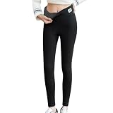KONG JIMFAN Black Friday 2024 Thermo Fleece Leggings Damen Gefütterte Strumpfhose Kompressionsleggins Verdickte Hose Hohe Taille Laufhose Warm Bequeme Softshellhose Winter Leggins Damen(#04 Black,M)