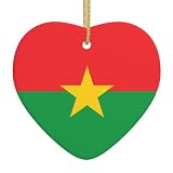 Ninainaid Burkina Faso-Flagge, bedruckt, Keramik-Ornament, Weihnachtsschmuck, Feiertage, kreatives Herz, Porzellan, Ornament, Weihnachtsbaum, Heimdek