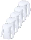 Boyzn 5er-Pack Langarm-Weiße T-Shirts für Herren, Herrenshirts Langarm-Baumwoll-T-Shirts für Männer, Crewneck-Baumwoll-Basics Unterhemden für Herren Weiß-5P04-L