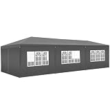 tectake® Pavillon 3x9 m, Gartenpavillon mit 8 abnehmbaren Seitenteilen und 6 Fenstern, Campingzelt mit wasserdichter Plane mit UV-Schutz, Partyzelt für Garten Fest Party Event Hochzeit Festival - g