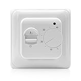 WIYETY Raumthermostat Fußbodenheizung 220V 16A: Standard Thermostat Unterputz, Manuell Raumtemperaturregler Analog Heizen, Mechanisch Thermostat, Elektrische Fußbodenheizung Regler(Weiß)