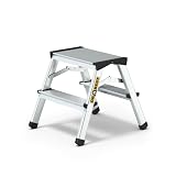 DRABEST Trittleiter Klapptritt Aluleiter Haushaltsleiter beidseitig begehbar 2 x 2 Stufen bis 125 kg belastb