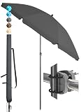 4smile Sonnenschirm Balkon SunnyJoy, 3-in-1 SET, Anthrazit - UPF 50+ Sonnenschirm Ø 180 cm + Sonnenschirmhalter Balkongeländer + Sonnenschirmhülle - Sonnenschutz Balkon S
