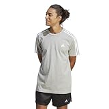 adidas Herren Essentials Single Jersey 3-Stripes Tee, Medium Grey Heather/White, S