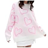 Lässiger, weicher bequemer Pullover für Damen mit Rundhalsausschnitt Love-Print Sexy Hoodie (Red, L)