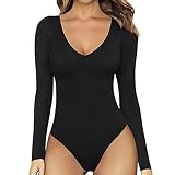 Youding Damen Langarm Gymnastikanzug - Elastisch Dünn Sexy Body Frauen Langarm Gymnastikanzug | Einfarbige Bodysuit für F