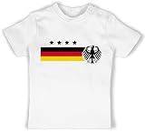 Baby T-Shirt Mädchen Jungen - 2024 Fussball EM Fanartikel - I Love Germany - 12/18 Monate - Weiß - Tshirt fußball wm Deutschland Herz Shirt Outfit em24 Deutschland-Fanartikel t Kinder fußb