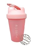 Pure4u Shaker mit Edelstahl-Mischkugel (400ml) | Protein Shaker mit Kugel für Fitness Eiweiß Shakes | Proteinshake Becher | R