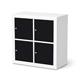 Möbel-Folie passend für IKEA Kallax Regal 4 Türen I Möbelfolie - Möbel-Tattoo Sticker Aufkleber I Deko Ideen Wohnung für Esszimmer und Wohnzimmer - Design: Schw