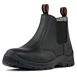 KAM-LITE Sicherheitsschuhe Herren S3 rutschfest Leder Sicherheitsstiefel Wasserdicht Stahlkappe Arbeitsschuhe atmungsaktiv leicht Arb