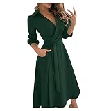 Damen Abendkleid Große Größen Partykleid Hohe Taillen Lose Wickelkleid Langes Kleid Edel Einfarbiges Frauenkleid Sommerkleider Cocktail Kleid Business C