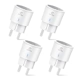 EIGHTREE Smart WLAN Steckdose 4er Pack, Alexa Zubehör WiFi Steckdose mit Strommessung, Sprachsteuerung & Timer, Smart Home funktioniert mit Alexa, Google Home, TÜV Z