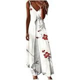 Awrvia Strandkleider Damen Sommer Elegant Lässige Holidy Maxikleider Hohe Taille Tiefem V-Ausschnitt Partykleid Modische Festival Party Abendkleidung Kleider Aesthetic Bequeme Loungek