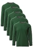 Mivaro Herren Langarmshirt 5er Pack Grün - aus Baumwolle mit Rundhalsausschnitt - für Alltag, Arbeit,Freizeit - Longsleeve Unterziehpullover - Langarm T-Shirt Männer Oberteil Größe XL