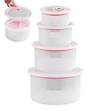 SPORWAY 4er Set Mikrowellengeschirr: Mikrowellengeschirr Mit Deckel(400ml 800ml 1500ml 3000ml), Mikrowellen Geschirr Set mit Belüftung und Zeitanzeiger BPA frei Sehr Stabil und B