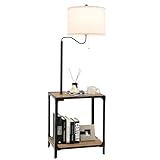 FANTASK Stehlampe mit Tisch, 144cm Standleuchte 360° drehbar, Stehleuchte mit E27 Lampe (Nicht enthalten) & USB, Standleuchte Wohnzimmer S
