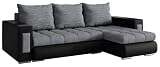 BROMARKT Sofa mit Schlaffunktion Ecksofa L-Form Schlafsofa Couch Bettkasten Wohnzimmer Möbel Merlin Eckcouch 3 Sitzer Wohnlandschaft Sofa 250x152x74 cm Schwarz G