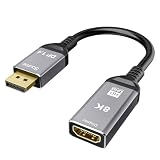 MOIDHSAG DisplayPort zu HDMI 2.1 Konvertierungskabel 8K Auflösung Unterstützung für p