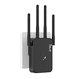Aenxwa WLAN Repeater WLAN Verstärker 1200Mbit/s Dualband 2,4GHz+5GHz WiFi Booster mit Repeater/Router/Access Point Modus,4 Antenne,Einfache Einrichtung,WiFi Range Extender Mit LAN/WAN