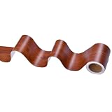 Withtalentto Fußleisten-Aufkleber mit Holzmaserung, Tapetenbordüre, Fliesen, Taillenbordüre, Fugenstreifen, Aufkleber, 11,9 x 4,8 x 4,8 cm, dekorative Wandaufkleber (Eibe)