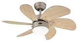 Westinghouse Lighting 76 cm Deckenventilator Turbo Swirl 78158 mit Einzelleuchte und sechs Flügeln, Ausführung in Titan mit Opalmilchglas, 7815840, T