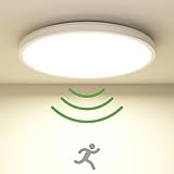 zemty LED Deckenleuchte mit Radar Bewegungssensor 19W 4000K, Flache Lampe mit Bewegungssensor Innen, 22cm 1800LM Runde Deckenleuchte IP44 Wandleuchte für Balkon Keller Flur Garag
