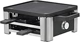 WMF Lono Raclette Grill für 4 Personen – Tischgrill aus Cromargan Edelstahl, 870 W, antihaftbeschichtete Grillplatte und Pfännchen, spülmaschinengeeignet, für gemütliche Abende und Feierlichk
